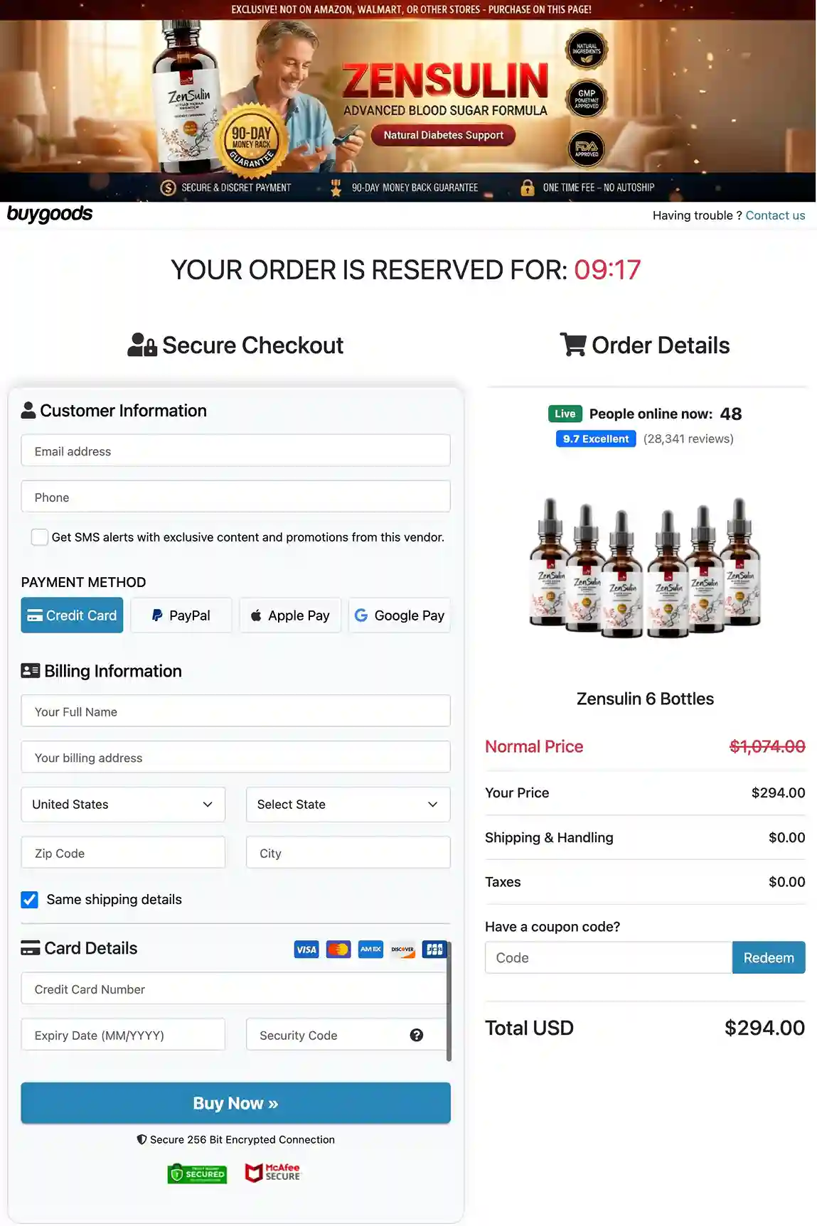 Zensulin Secure Payment Checkout